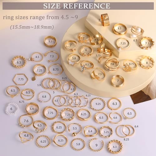 Image of YEEZII Gold Knuckle Ring Set for Women, Boho Stackable Finger Midi Rings