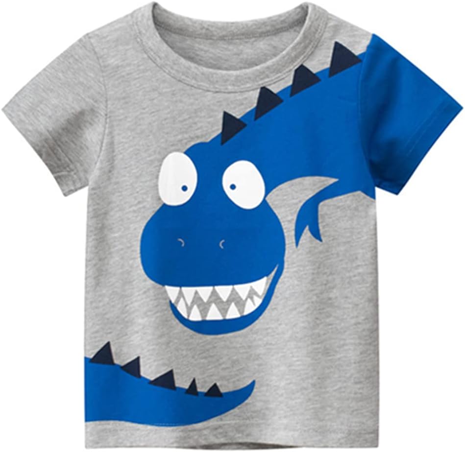 4-Pack Toddler Boys Dinosaur Shirts Shark Excavator Truck T-Shirts Graphic Short Sleeve Tees - Image 5