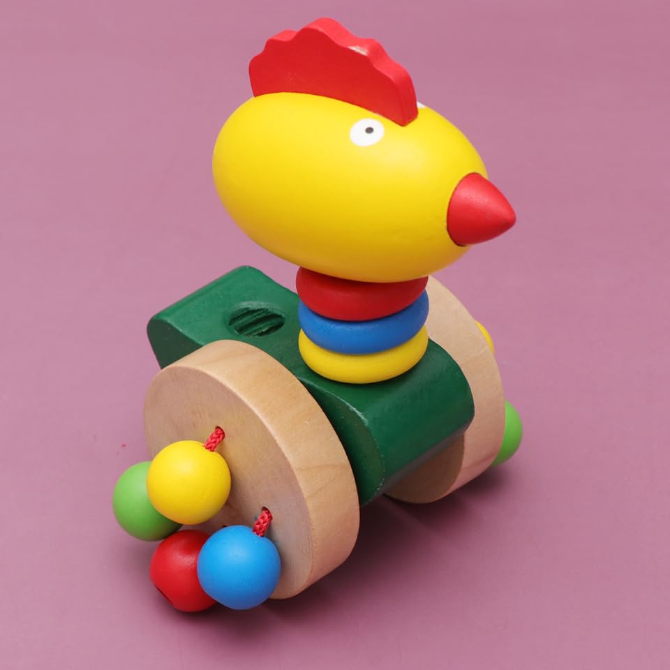 Vaguelly 2pcs Early Childhood Wooden Walker Step Cart Pushing Toy for Boys and Girls Babys Toys Trolley, Assorted Color - Image 3