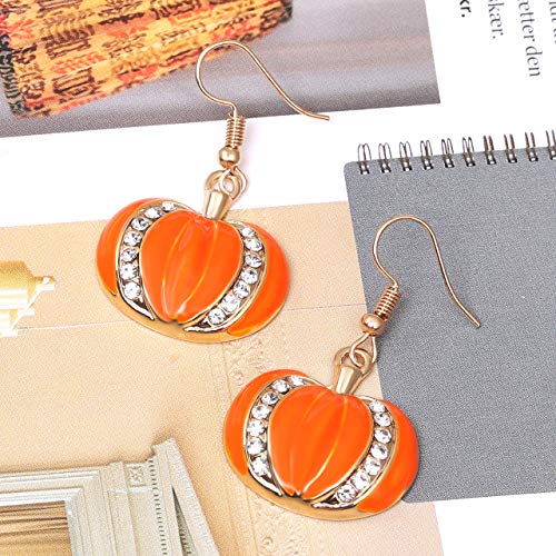 Halloween Ghost Necklace Crystal Beaded Boo Pumpkin Pendant Choker Necklace With Pumpkin Drop Earrings Jewelry Set (Silver Neckalce Gold Earrings) #TOP4