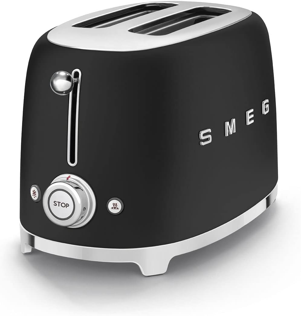Retro 50's Style, 2 Slice Toaster, Self Centering, Multifunction, Matte Black, black mat, TSF01BLMUK"Min 1 year manufacturer warranty"