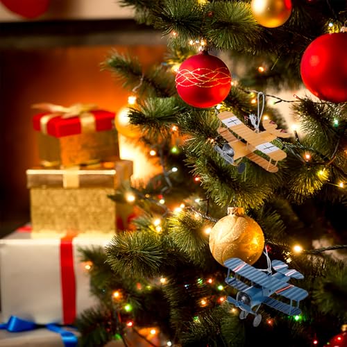 TOYANDONA 2Pcs Vintage Metallebenen Modell Eisen Retro Flugzeug Segelflugzeuge Doppelglieder Modell Flugzeug Kinder Spielzeug Home Office (Blau Und Gelb)