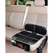 Big Ant Car Seat Protector, Thick Padding Protection for Child & Baby Cars Seats, Dog Mat, Non Slip and Waterproof Protects Automotive Vehicle Upholstery with Extra Storage Pocket Black