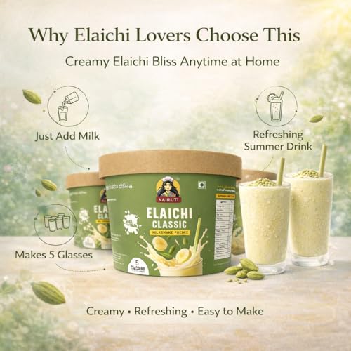 Image of Nairuti Vyutpadan Elaichi Classic Milkshake Premix 150g | Instant Cardamom Milk Drink Powder | Refreshing Traditional Flavor | No Preservatives, No Artificial Color, Natural & Healthy Energy Drink | Ready In A Minute - Milkshake Premix