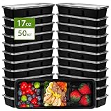 Picture of DI QIU REN 50Pack 17oz Small Meal Prep Containers with 3 Compartments, Disposable Snack Containers with lids, Plastic Bento Snack Boxes Stackable for kids adults, Lunches Picnics Parties