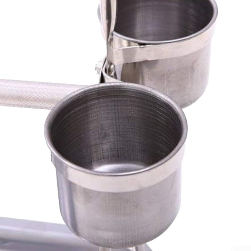 Vogelstange aus Edelstahl für kleine, mittelgroße Vögel inklusive drehbarem Haken und Easy Clean Tray System (A)