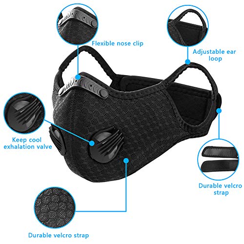 image for UBRU Sports Mask Set, 2 Cycling Masks with Inner Activated Carbon Filt