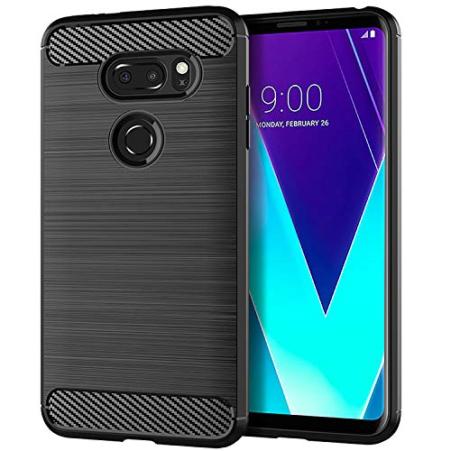 NEKOYA Funda LG V35 ThinQ,LG V35 ThinQ Carcasa con [Gel de sílice de Fibra de Carbono] [Anti-Huella Dactilar][Mano Antideslizante] Anti-rasguños Estuche para Case Cover LG V35 ThinQ