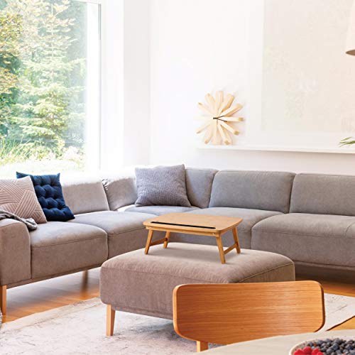 Birdrock Home Portable Sit Or Stand Desk With Storage Drawer And Media Slot | Folding Legs | Fits Laptops Up To 17" | 17" Tablet And Phone Slot | Smart Phones Up To 4" | Natural | Work From Home #TOP3