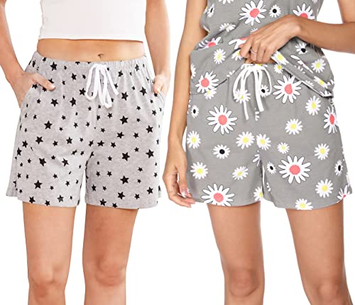 Image of ENJOYNIGHT Women Pajama Shorts Cotton Lounge Bottoms Sleep Shorts with Drawstring & Pockets