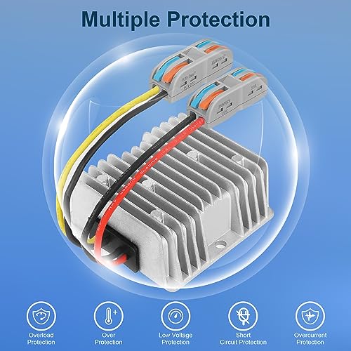Image of 10A 120W Golf Cart 18V 20V 24V 36V 48V Step Down to DC 12V Converter Voltage Regulator Reducer Power Buck Converter Waterproof Transformer(DC 16-58V Inputs