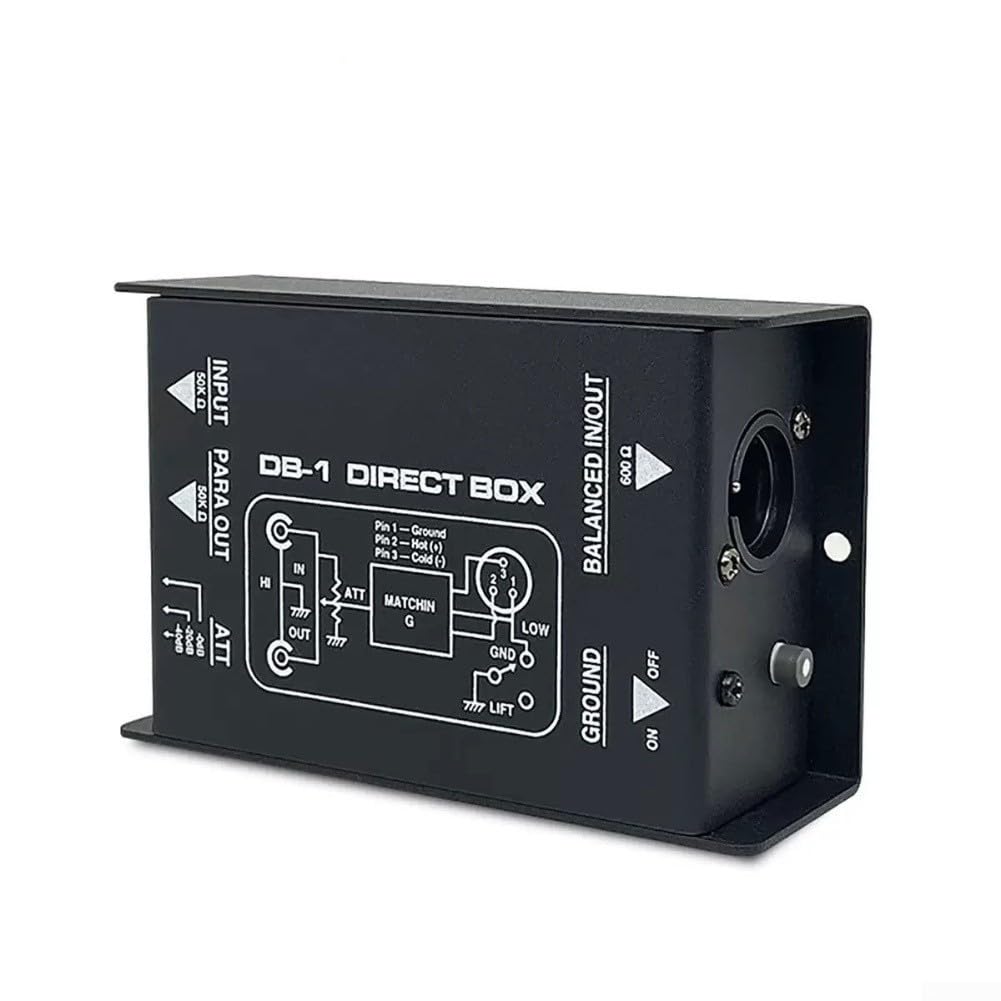 Boîtier DI pour guitare basse avec isolation stéréo passive et sortie XLR pour fournir un signal équilibré stable à un bureau de mixage ou à une interface audio