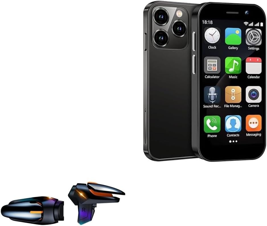 BoxWave Gaming Gear Compatible with Vibagary Mini Phone Unlocked Mini Smartphone for Kids (3 in) - Touchscreen QuickTrigger Auto, Trigger Buttons Autofire Gaming Mobile FPS - Jet Black
