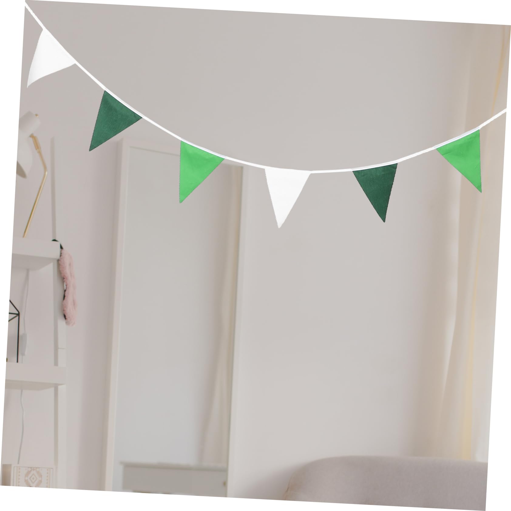 HANABASS 4 Stück Bunte Dreieck Wimpelkette aus Polyester Teilig Grün Verlaufend Festliche Party Girlande mit Stabilem Band für Hochzeit Shower Geburtstag und Foto Hintergrund Dekoration