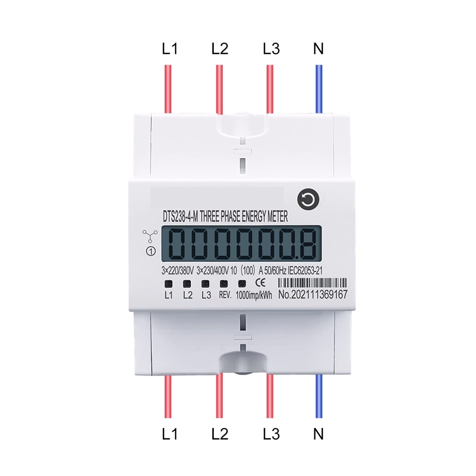 Inteligentny Monitor Energii, 4P 100A trójfazowy na szynę Din KWH watogodzina na szynę Din licznik energii LCD 3 * 230/400V 3 * 120/208V 3 * 220/380V typ CT 50Hz 60Hz(3X120V 1.5(6) A 60Hz)