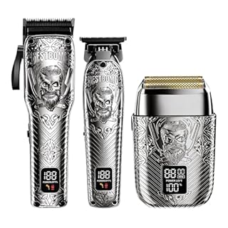 Tagliacapelli professionale senza fili da uomo, kit e set di rasoi elettrici, kit e set di tagliacapelli in metallo, con lunga durata della batteria, per uso familiare e barbiere (grigio)