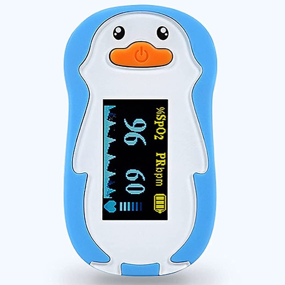 Pulsioxímetro de Dedo para Niños Monitor Portátil de Saturación de Oxígeno En Sangre Con Pantalla OLED Digital Baterías Y Cordón
