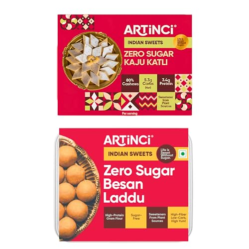 Artinci Sugar free Kaju Katli & Besan Ladoo Combo, Low