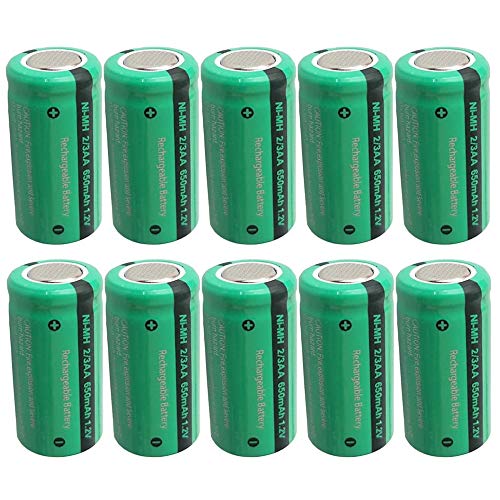 Batería recargable NI-MH 2/3AA 650mAh 1,2 V batería plana en batería industrial (10 piezas)