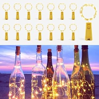 [15 Pack] BROTOU Bottle Lights, 2M 20 LED Battery Operated Fairy Cork Lights| Battery Included|, for DIY Parties of Birthday, Wedding, Halloween, Christmas, in/Outdoor Decoration (Warm White)