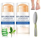 2 Stück Urea Creme 60 Prozent Fusscreme + Hornhautentferner, Fußcreme Trockene Füße Rissige...