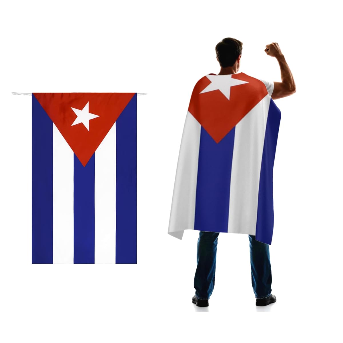Cuba Flag Cape 3x5 FT for Independence Day Holiday Costumes Celebrati,150D Premium Polyester,Cuban National Patriotic Flags Costume Cloak.