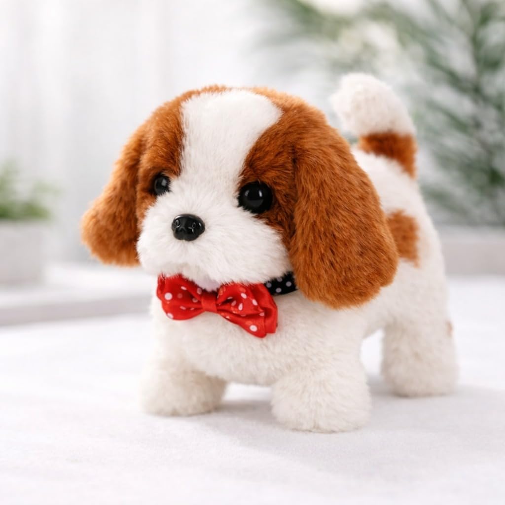 Aanahil Soft Interactive Battery Operated Puppy Toy Educational Toy for Babies & Kids Birthday Gift (Brown & White/Brown) 1