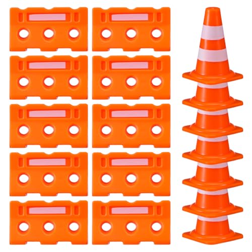 Homoyoyo 24pcs Miniature Traffic Cones Small Traffic Cones Mini Simulation Safety Cone Road Parking Signs Roadblock Traffic Cones Fences for Sand Table Engineering Construction 1.4X0.8X0.4in