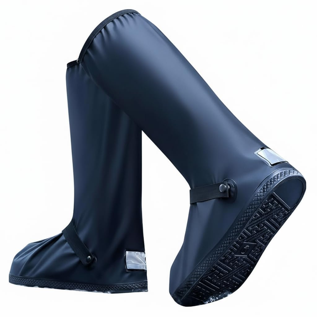 Rain Shoe Covers, Waterproof Shoes Cover, Reflective Shoe Rain Covers Shoe Protectors, Outdoor Camping Fishing Cycling Riding Protector, High Tube Shoe Overshoes for Travel Outdoor Sports XL