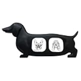 Double 2x2 Resin Sentiments Dog Shaped Picture Frame, Photo Gift for Pet Puppy, Tabletop, Desktop & Wall Display (2x2, Black)