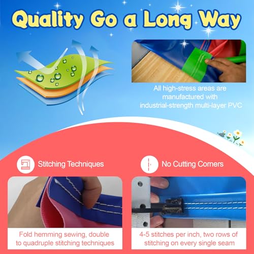 Image of 23FT Commercial Bounce House for Big Kids (0.45mm Heavy Duty PVC) (500lbs Capacity) Inflatable Obstacle Course with Splash Pool /Wide Water Slide /1100W Blower, Backyard Outdoor Party 23x8x9FT