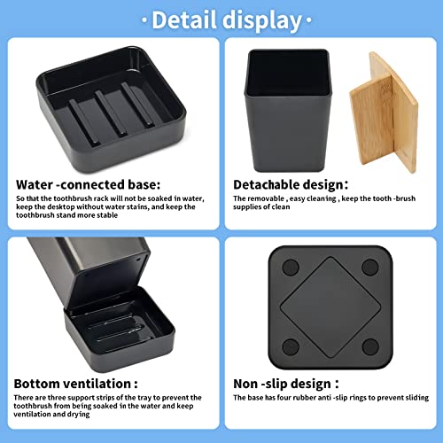 Kids Electric Toothbrush Holders For Bathrooms Counter Plastic Toothbrush Organizer And Toothpaste Holder Stand Set Small Toothbrush Caddy Storage Tray Razor Holder With Removable Base(Small Black) #TOP4