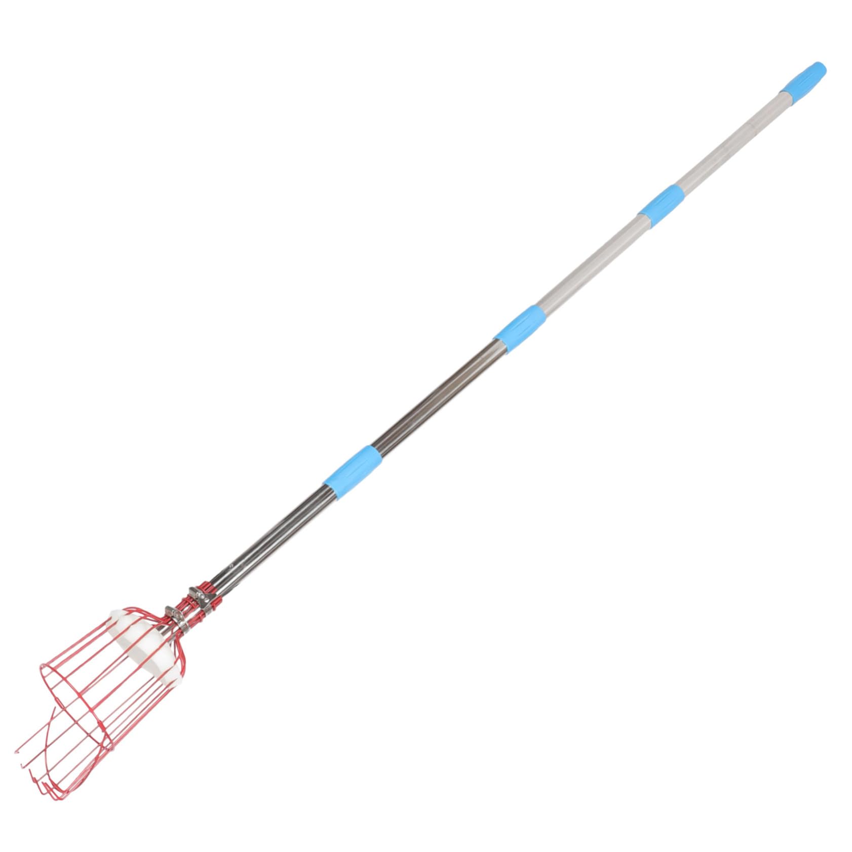 1set Raccoglitore Frutta Telescopico Attrezzo Da Giardino Acciaio Inossidabile Strumento Per Raccolta Frutta Senza Scala Sezioni Per Orticoltura e Rosso Argento