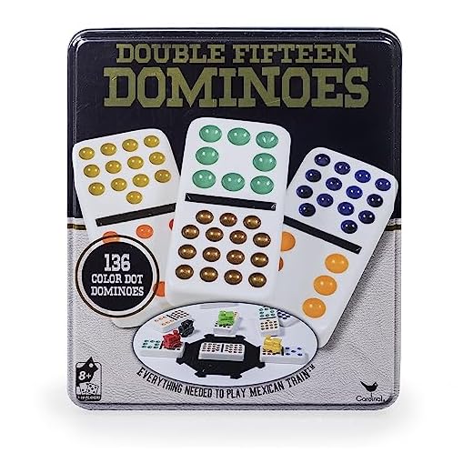 Double Fifteen Color Dot Dominoes Game in a Tin