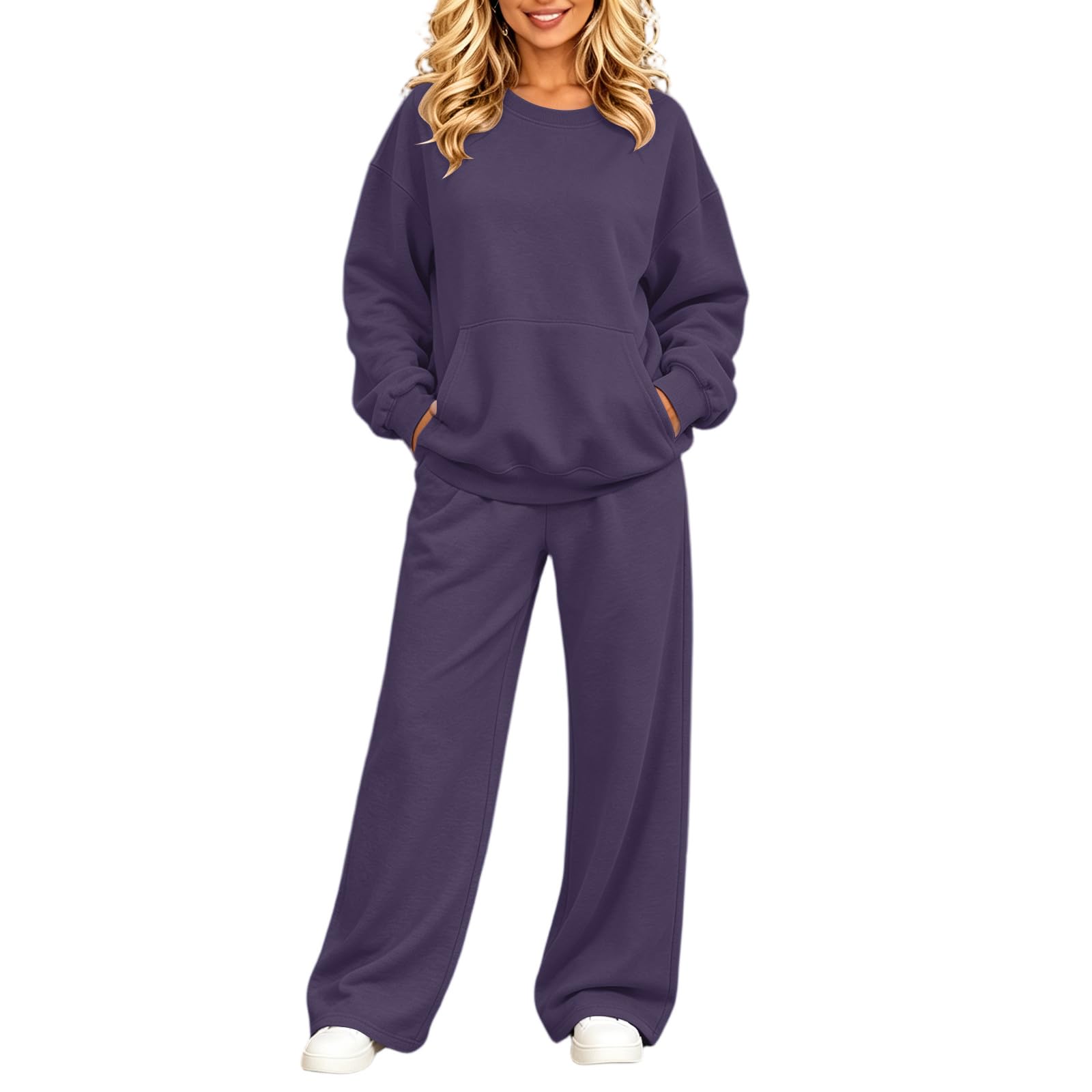 Two Piece Sweatsuit Sets for Women Crewneck Sweatshirt and Pants Set