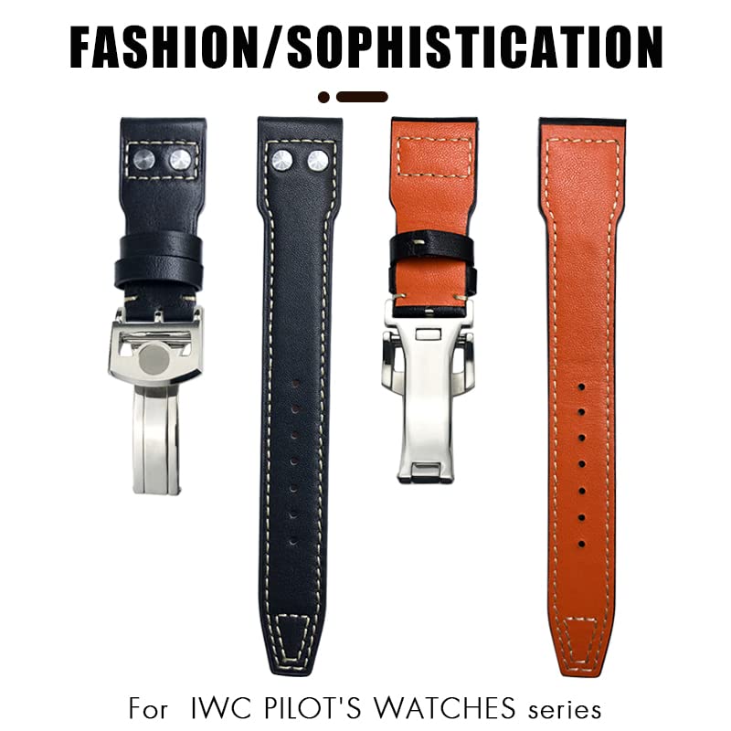 Bracelet montre cuir vachette 22mm pour IWC Big Pilot