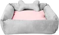 Caminha Pet Cama De Cachorro E Gato Casinha Confortável Lavável Antiderrapante 55cmx50cm Colchonete (cinza com rosa osso cinza)