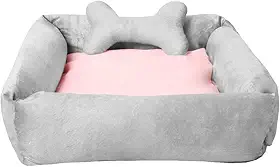 Caminha Pet Cama De Cachorro E Gato Casinha Confortável Lavável Antiderrapante 55cmx50cm Colchonete (cinza com rosa osso cinza)