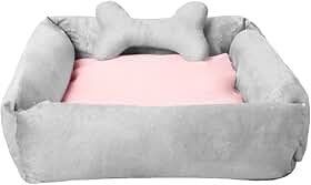 Caminha Pet Cama De Cachorro E Gato Casinha Confortável Lavável Antiderrapante 55cmx50cm Colchonete (cinza com rosa osso cinza)