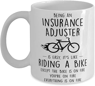 ODDITEES Funny Being An Insurance Adjuster Is Easy It's Like Riding A Bike Except Coffee Cup 11oz White