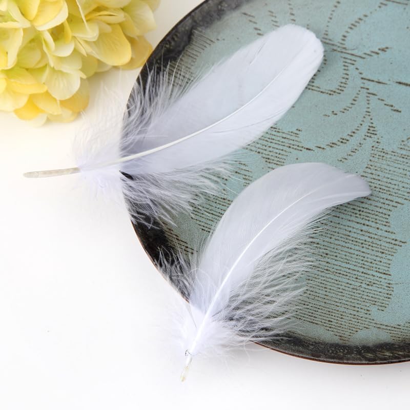 50 Pieces White Feathers for Crafts, Natural Goose Feathers Large Craft