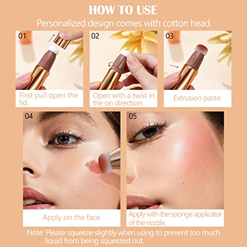 Dageda Blush Beauty Women Wand, Matte Liquid Cheek Blusher, Smooth Creamy Liquid Blush Stick With Soft Cushion Applicator, Waterproof Blendable Natural Face Blush Makeup Pen, 0.53Oz (#03) #TOP4