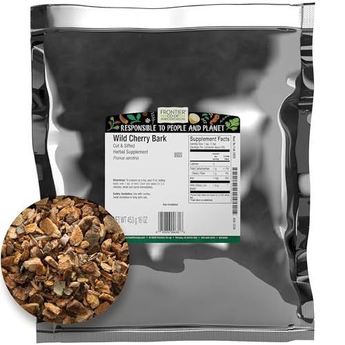 Frontier Co-op Wild Cherry Bark 1lb Bulk Bag Cut and Sifted - Natural Wild Crafted Herb - Perfect for Wild Cherry Bark Tea and Herbal Infusions Kosher