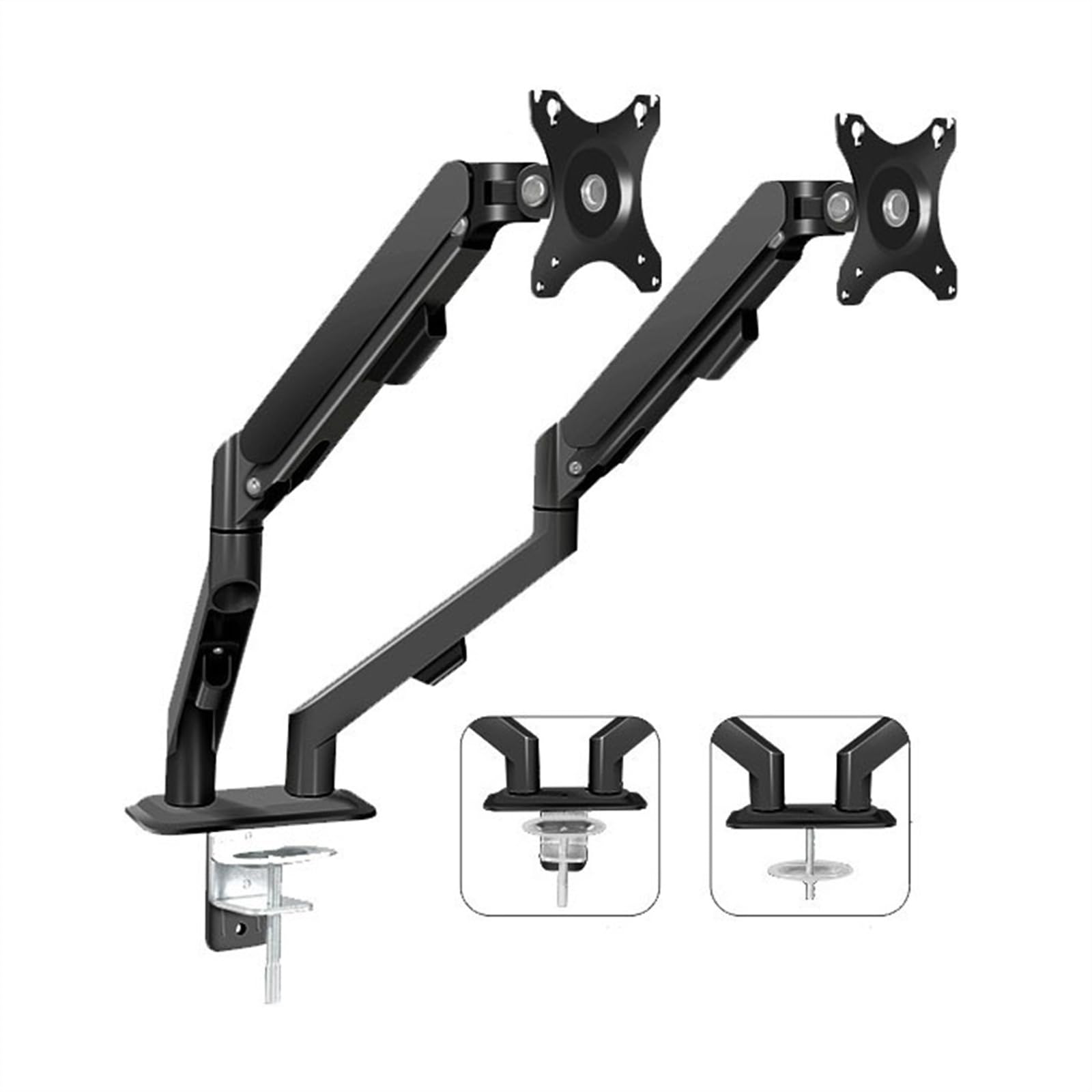 Aioneer Monitor Desk Mount Dual Monitor Mount For Most 17-30 Inch Srceens, Each Arm Holds Max 19.8Lbs, Height-Adjustable Gas Spring Dual Monitor Stand With 75Mm Or 100Mm Computer-Black