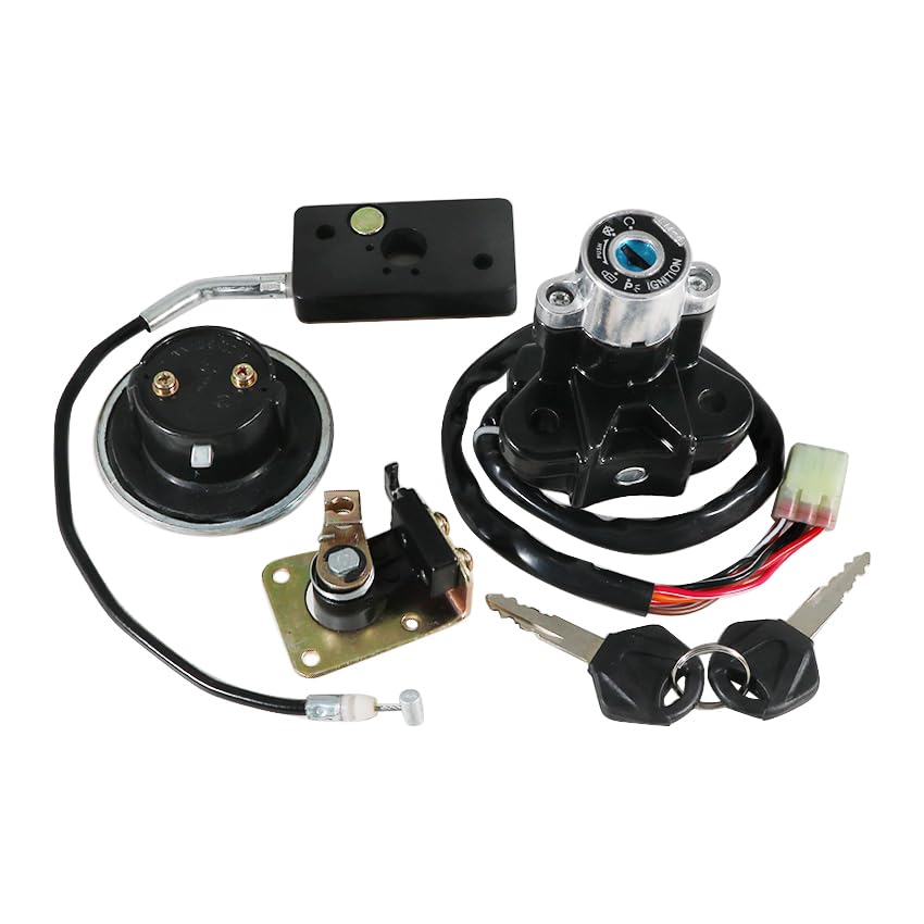 Ignition Switch Fuel Gas Cap Seat Lock Keys Replacement Kit for Suzuki GZ125 1998-2003, for Suzuki GZ250 1999-2011