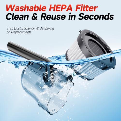 Image of Cordless Handheld Vacuum Cleaner Compatible with Milwaukee 18V Battery | (Tool Only, No Battery), 16000Pa Portable Vacuum with 2 HEPA Filters & 4 Attachments for Car, Home, Garage Cleaning