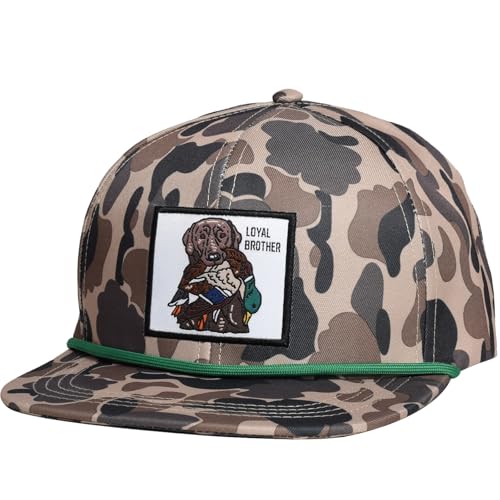 EDTREK Elite Youth Country Hat for Big Kids - Boys Snapback Hat with Flat Brim (Old School Camo- Dog with Mallard)