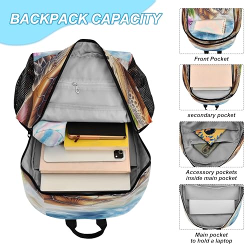 ALAZA Big Sea Turtle Beach Flower Kids Backpack Elementary Girls Boys Bookbag Rucksack Primary School Bag Backpack Set with Lunch Bag4