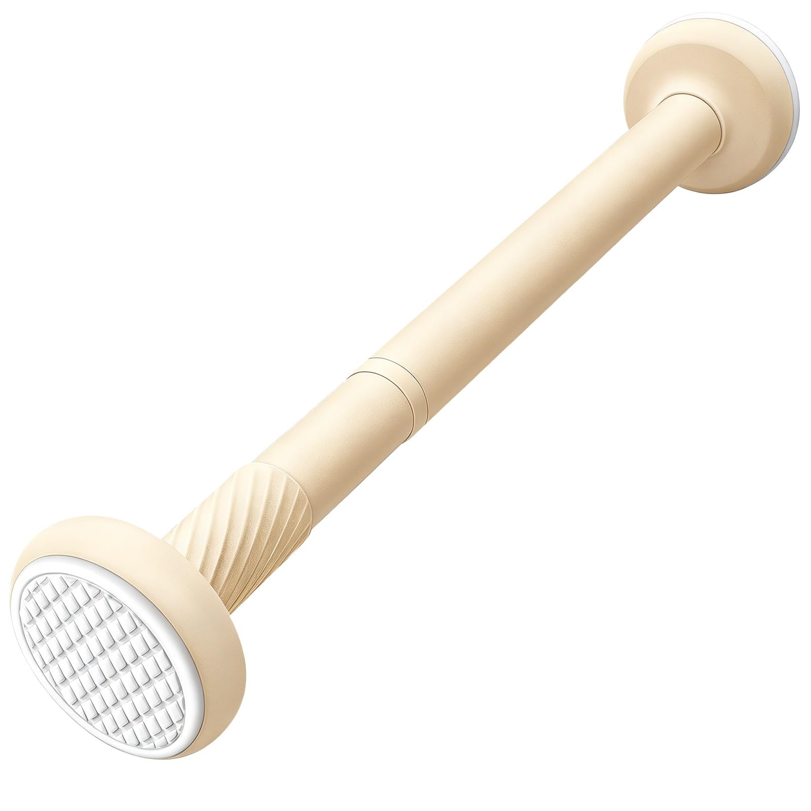 Curtain Tension Rods 14'' to 193'' No Drilling, Adjustable Tension Curtain Rod for Bathroom Windows Closet Rods, No Rust(Beige,420-490cm/165-193in)