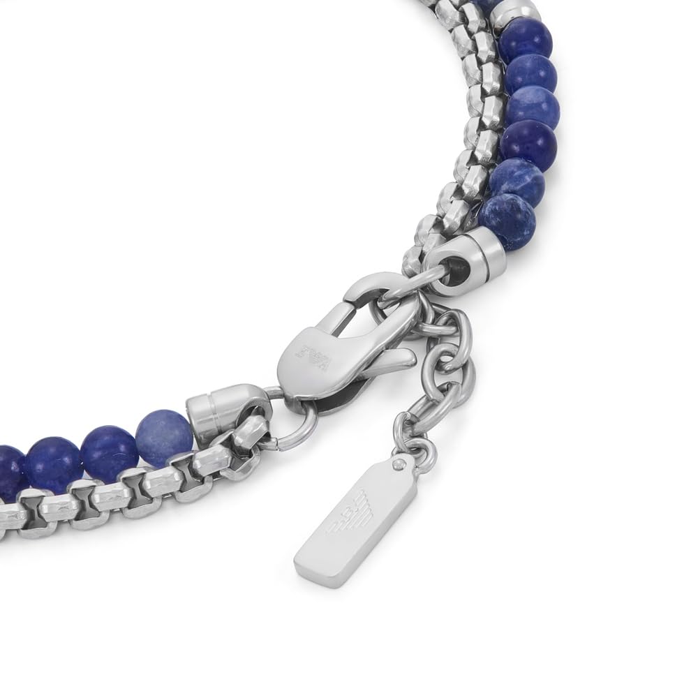Emporio Armani Hombre Pulsera de acero inoxidable en tono plateado, EGS3323040